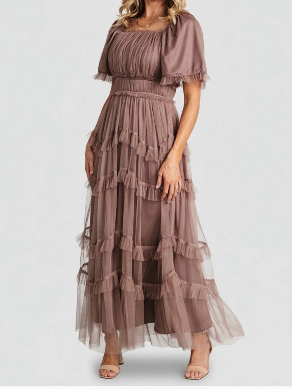 Baltic Born Small Mink Brown Tulle Maxi Dress Magdalena Nordstroms Exclusive